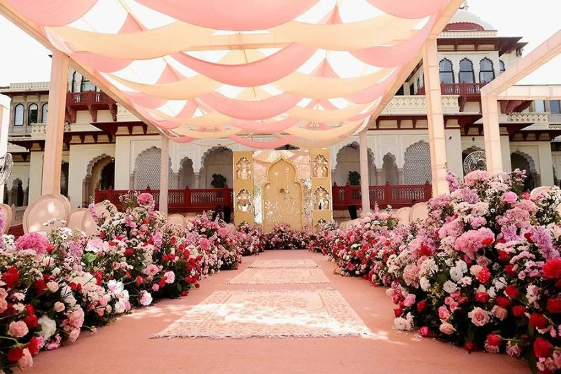 destination wedding floral aisle India