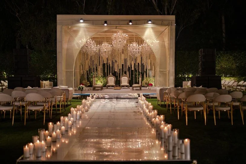 Rajasthan palace wedding ceremony aisle decor
