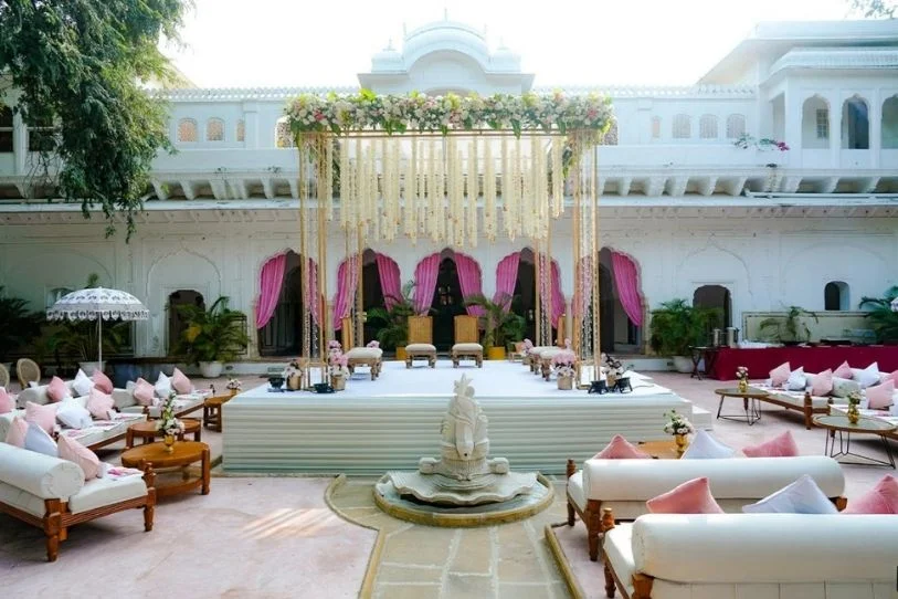 floral canopy mandap design