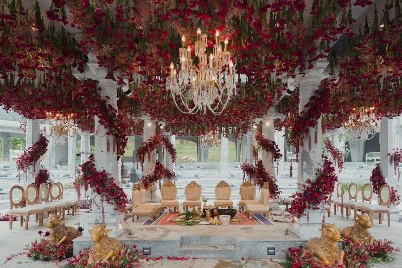 hanging flower mandap decoration