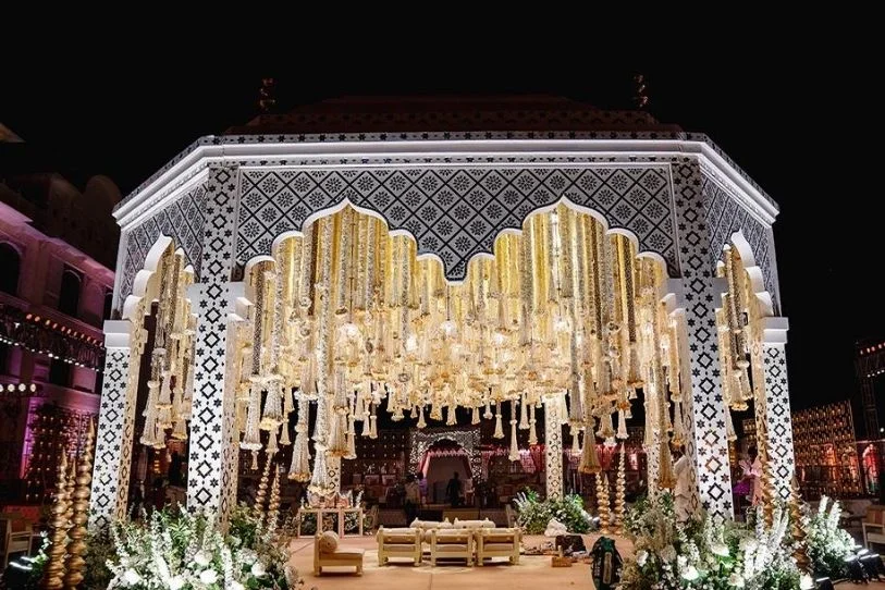 illuminated wedding mandap