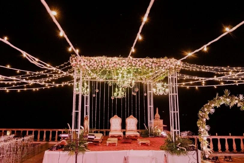 wedding mandap decoration with lights