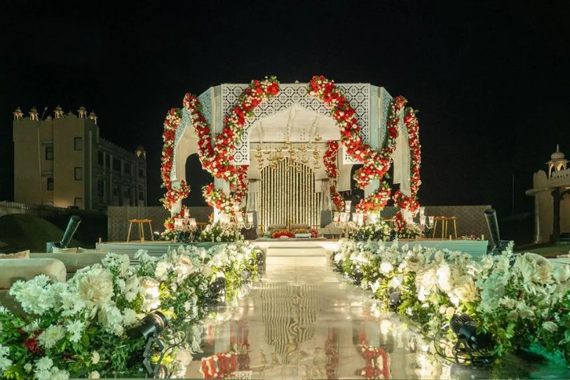 luxury mirror work wedding decor Rajasthan