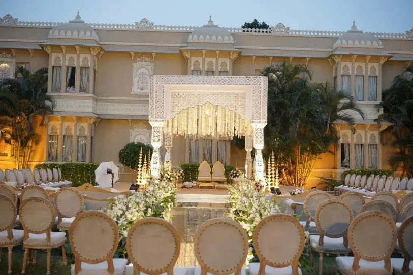 luxury wedding stage decoration Rajasthan