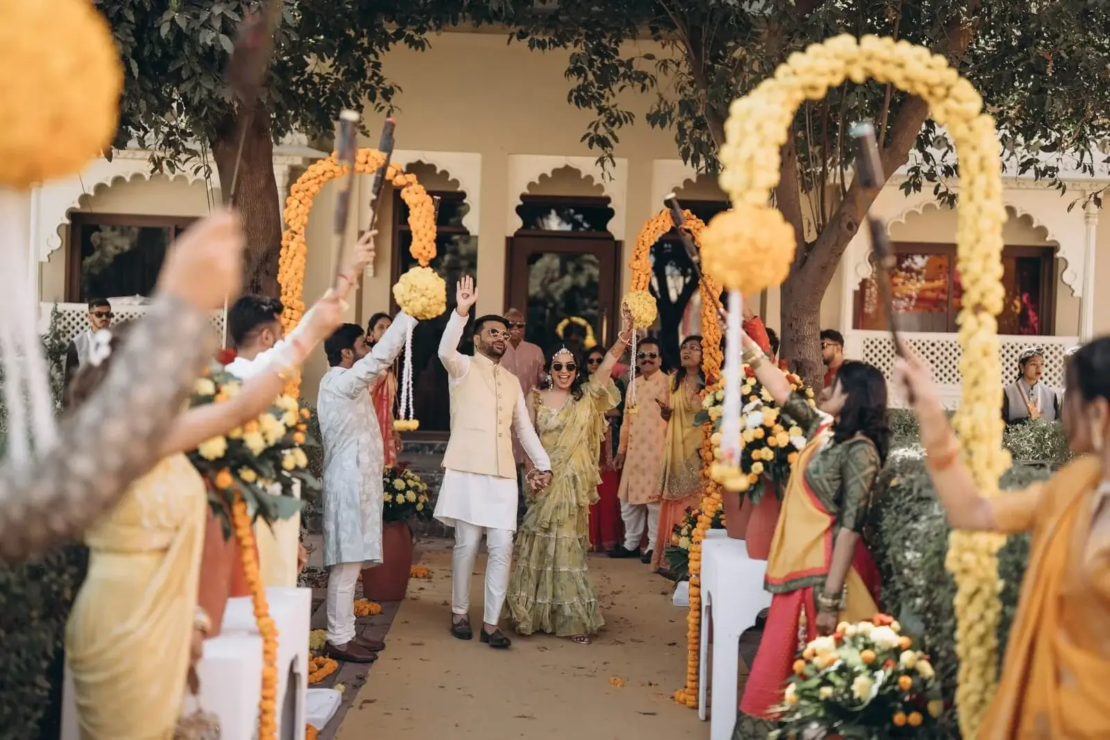 Wedding guests receiving a warm welcome with refreshments and organised hospitality arrangements at an Indian destination wedding